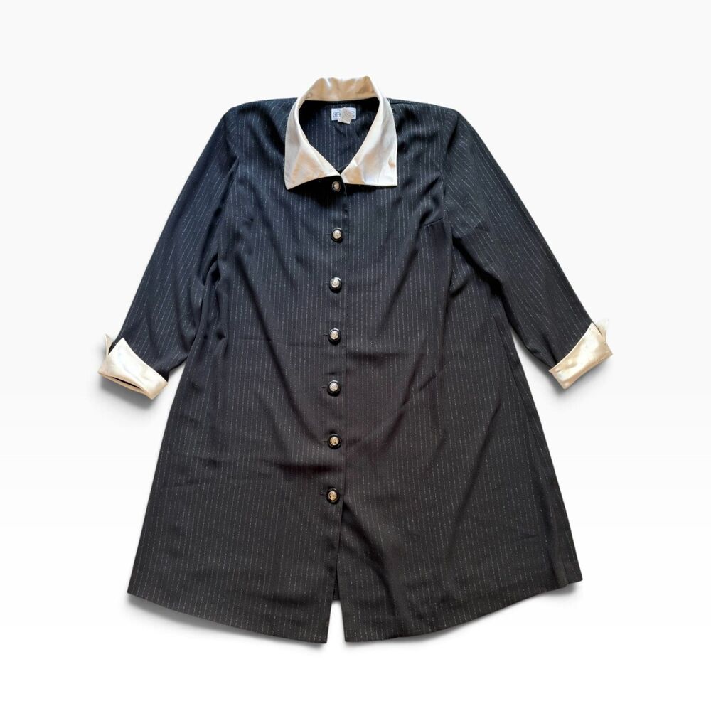 Vintage Gemini II Coat Dress Victorian Contrast Collar Size 14 Wednesday Adams